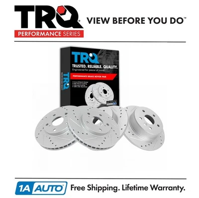 Комплект передних и задних тормозных дисков TRQ для Toyota Avalon 2000-2004 годов выпуска - Изображение 1 из 4