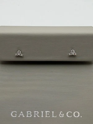 Gabriel & Co. 14K White Gold Three Diamond Cluster Stud Earrings EG14881W45JJ - Image 1 of 2