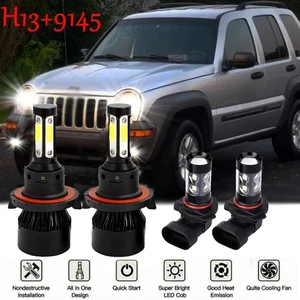 For Jeep Liberty 2008-2012 4X LED Headlight Hi/Lo + Fog Lights Bulbs Combo kits - Picture 1 of 13