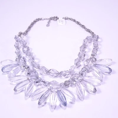 COLLAR BABERO CAPA CRISTAL TRANSPARENTE ANN TAYLOR LOFT LUCITE NUEVO CON ETIQUETAS 49 Foto 1 de 4
