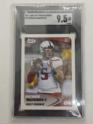 Patrick Mahomes 2017 SAGE HIT PREMIER DRAFT ROOKIE RC #5 GRADED SGC 9.5 - Image 1 of 4