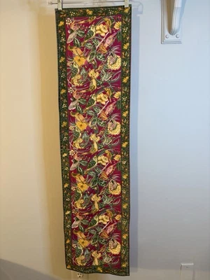 APRIL CORNELL Burgundy Green Bird Floral Table Runner 12x46 - Image 1 of 4