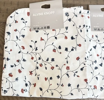 IKEA Alvine Blom Floral 20x20” Set Of 2 Pillowcase Set New ‘06 Blue Rust Floral - Image 1 of 4