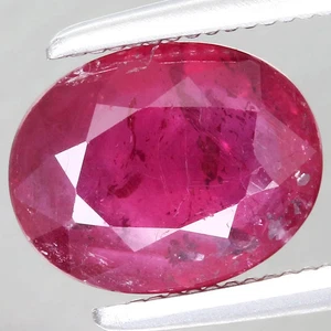 2.15ct t.w 8.2x6.5mm Oval Natural Red Ruby, Africa-Heated Glass Filling - Picture 1 of 4