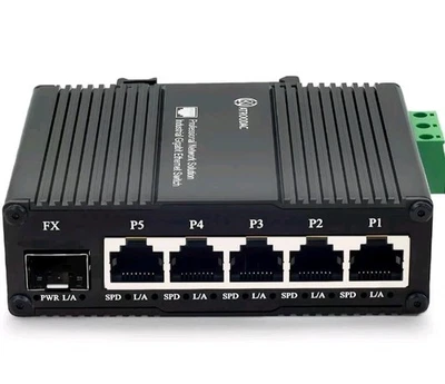Mini Industrial 5 Port Gigabit Ethernet Switch + 1G SFP Slot, DIN Rail  - Image 1 of 4