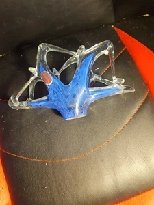 GORGEOUS MURANO BLUE SHADED ART GLASS NAPKIN HOLDER MADE IN ITALY  5" X 8" - Picture 1 of 5