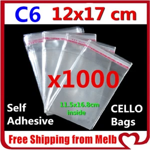 1000 C6 Cello Bag 120x170mm Cellophane Clear Resealable Plastic Self Adhesive - Picture 1 of 3