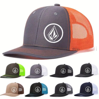 Volcom Mens Baseball Cap Women Hip Hop Snapback Diamond Printed Mesh Trucker Hat - Image 1 of 4