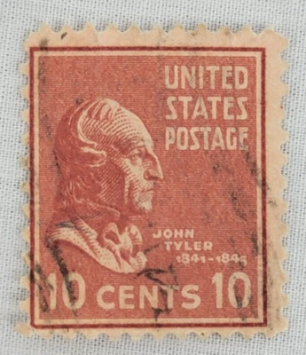 Sello postal de Estados Unidos ~ John Tyler ~ 10₵ naranja ~ publicado ~ c.1938 ~ Q12 Foto 1 de 4
