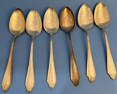 Cubiertos de plata georgiana Oneida Community 6 piezas cucharas de mesa Foto 1 de 3