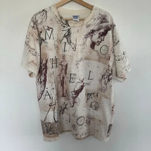 Vintage Michelangelo T-Shirt Herren XL Statue Of David Art All Over Print Tee - Bild 1 von 11