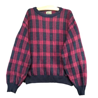 Classics by Puritan Knit Sweater Men's Multicolor Large Plaid Cotton Vintage USA - Image 1 of 4