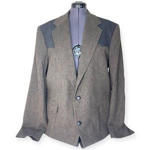 Pendleton Vintage Suede Elbow / Shoulder Patch Wool Blazer Jacket Size 44 Long - Picture 1 of 8