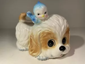 Fioriera vintage Enesco INARCO ceramica cucciolo cane uccellino blu 1089 anni 50 ceramica giapponese - Foto 1 di 23
