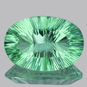 31x22 mm { 59.04 cts} Oval Concave Cut Intense Paraiba Green Fluorite {IF-VVS} - Picture 1 of 1