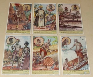 VOLKSSTAMMEN van BELGISCH KONGO 3 :  Série complète 6 Chromos LIEBIG en flamand - Picture 1 of 2
