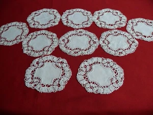 10 dessous de verre en lin ou napperons entourage dentelle du Puy aux fuseaux  - Bild 1 von 6