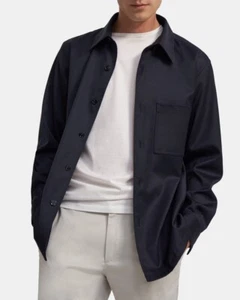 Theory Sz S Clyfford Shirt Jacket Men's Wool Twill Baltic Blue Long Sleeve small - Picture 1 of 7
