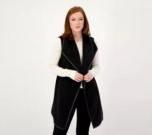 Susan Graver Petite Weekend Polar Fleece Cascade Vest Black PXS A522804 - Bild 1 von 5
