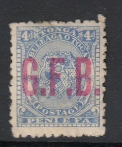 Tonga 1893 Oficial GFB o/pt en 4d ultramarino SGO3 Montado como nuevo - Imagen 1 de 2