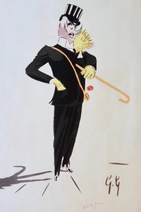 SEM, lithographie, Dick de Gernon, costume, haut de forme, canne - Bild 1 von 2