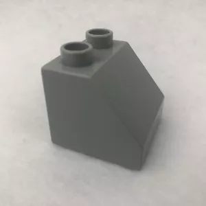 LEGO 6474 Light Bluish Gray Duplo, Brick 2 x 2 x 1 1/2 Slope 45 (x1) - Picture 1 of 3