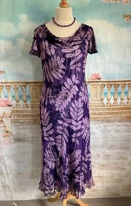 CC Dress 14 Beaded Silk Mix Purple Lilac Bias Cut Summer Floral Wedding Cruise - Picture 1 of 6