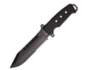 MASTER CUTLERY MX-8098K 12" Fixed Blade Knife, 5 mm Thickness Black K 10 Handle 