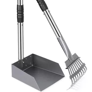 Dog Poop Tray and Rake Set, Pet Waste Removal Scoop with Long Handles - Picture 1 of 8