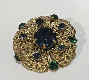 Vintage Crystal Rhinestone pronged Brooch pin open work - Picture 1 of 7