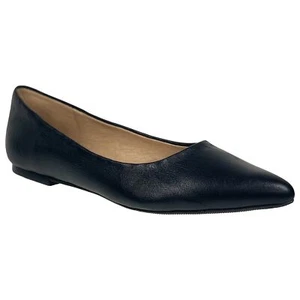 SOBEYO Damen Spitz zulaufend flaches Echtleder Memory Foam Kissen schwarz - Bild 1 von 8