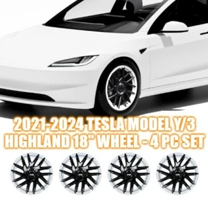 2021-2024 FOR TESLA MODEL Y/3 HIGHLAND 18" WHEEL COVER HUBCAP SET OG WHITE - Picture 1 of 9