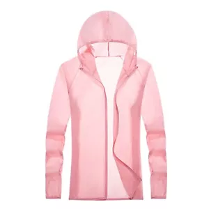 Women Solid Rain Jacket Outdoor Hooded Windproof Loose Coat Raglan Cuff - Picture 1 of 46