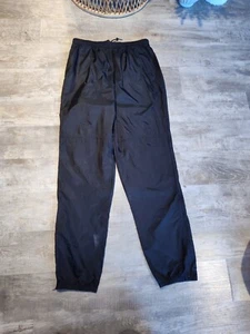 Vintage Nike Windbreaker Pants Mens L Black Nylon Track Ankle Zip 90s White Tag - Picture 1 of 18
