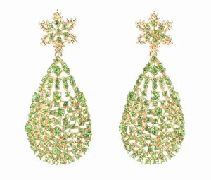 PENDIENTES COLGANTES ARAÑA ORO ESTRÁS CRISTAL AUSTRIACO VERDE E2072 - Imagen 1 de 3