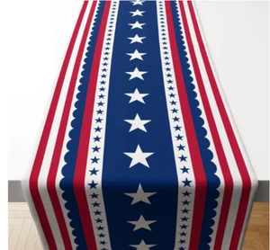 4th of July Table Runner, Stars Patriotic Memorial Day Table Runner Independence - Picture 1 of 6