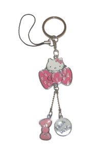 Sanrio HELLO KITTY ROSA DIJE COLGANTE LLAVERO LLAVERO Llavero Arco de lunares - Imagen 1 de 3