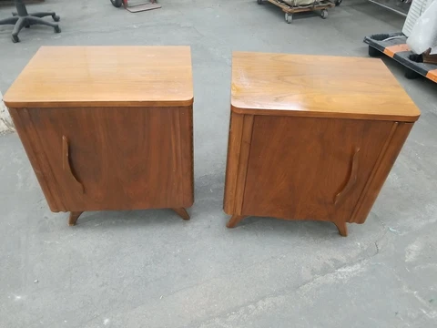 PAIR of Mid Century MODERN Walnut SCULPTED NIGHTSTANDS, c. 1960's Cover