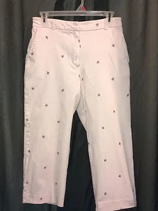 JM COLLECTION Embroidered DRAGONFLY Pink CAPRI PANTS Women's SIZE 8 STRETCH - Picture 1 of 4
