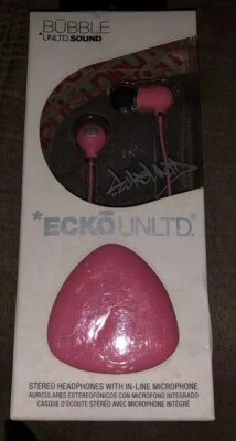 ECKOUNLTD STERO HEADPHONES WITH LINE-IN MICROPHONE  PINK BUBBLE UNLTD SOUND - Image 1 of 4