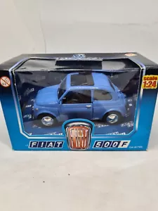 Globo Heavy Metal 1957 Fiat 500F Blue New In Box 1:24 Scale Vintage Diecast Car - Picture 1 of 8