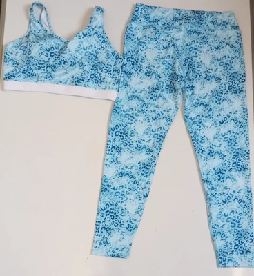 Conjunto de 2 pantalones cortos y leggings acolchados con estampado de animales azules para gimnasio talla 12 Foto 1 de 2