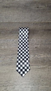 Retro Schachbrett 80er Jahre schmale Satin Krawatte 58x2,5 - Bild 1 von 7