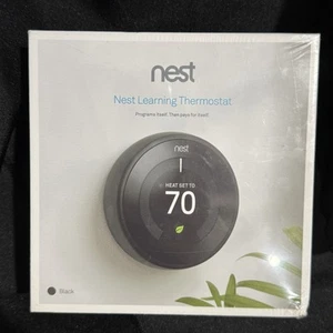 New Google Nest 3rd Gen Learning Thermostat T3016US Black - Brand New - Picture 1 of 4