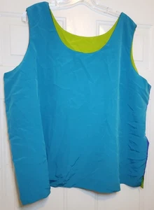 Ladies MAGGIE BARNES Blue & Green 4-way Reversible Tank Top, Plus 2X - Picture 1 of 5