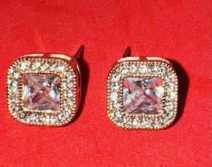 Halo-Ohrstecker 4 kt Kissenschliff CZ Diamant Push-Back roségoldfarben - Bild 1 von 7