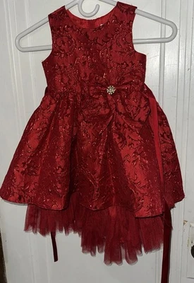 Редкие издания красный Xmas Valentine платье 3T праздник свадьбы органза атлас блестящий - Изображение 1 из 4