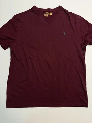 Polo Ralph Lauren Hombre Manga Corta Cuello en V Camiseta Vino Talla XL Foto 1 de 3