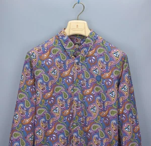 Pretty Green Paisley Multicolour Button Long Sleeve Mod Retro Shirt S Slim Fit - Picture 1 of 24