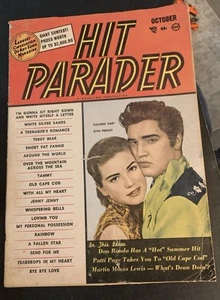 OCTOBER 1957 HIT PARADER music magazine ELVIS - DOLORES HART - Foto 1 di 8
